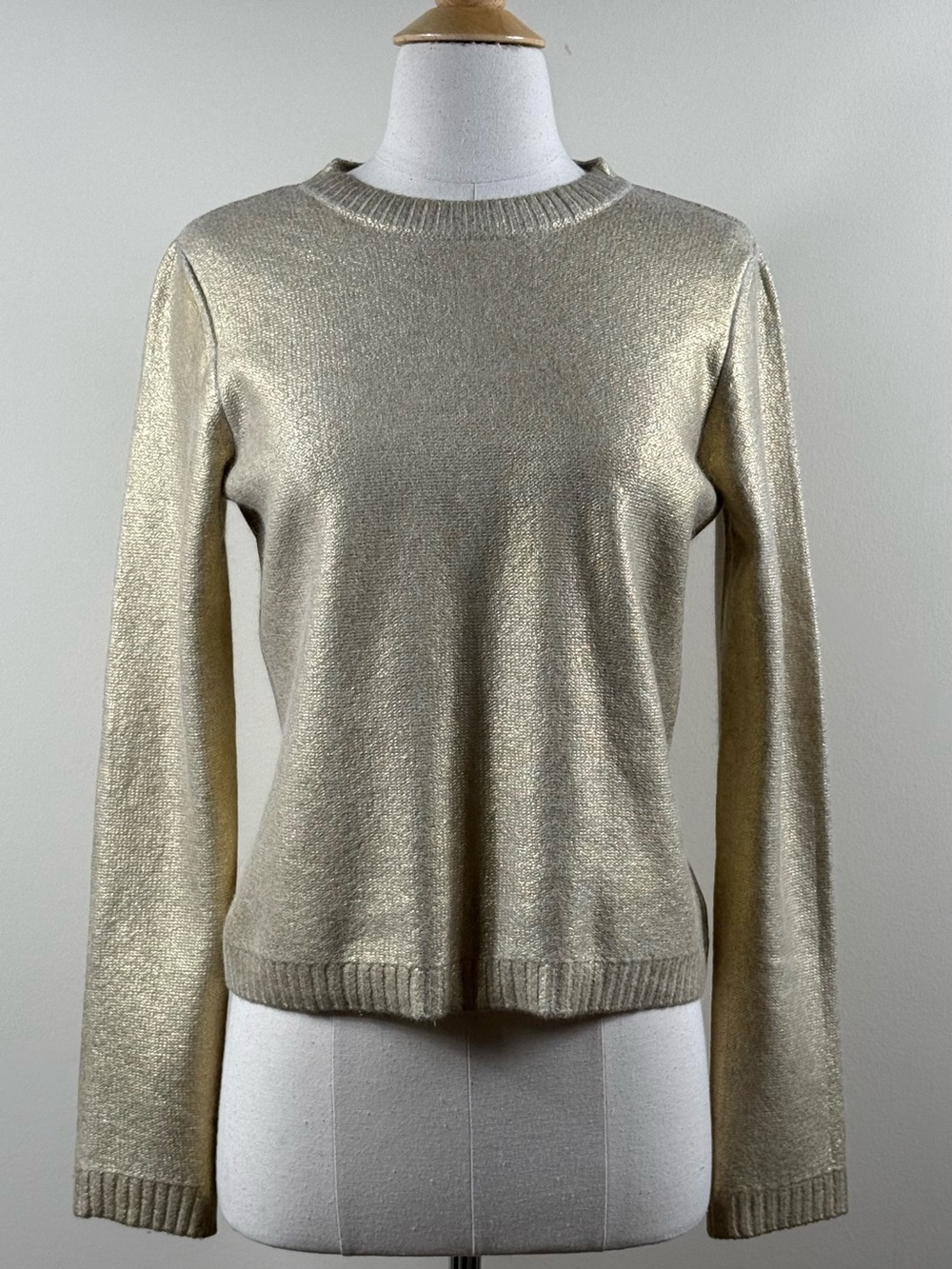 Moschino Gold Metallic Cashmere Angora Sweater Sz 8 - Medium
